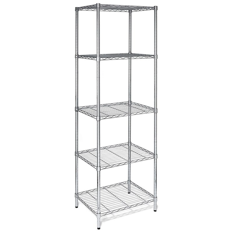 5-Tier Adjustable Steel Wire Shelving Silver