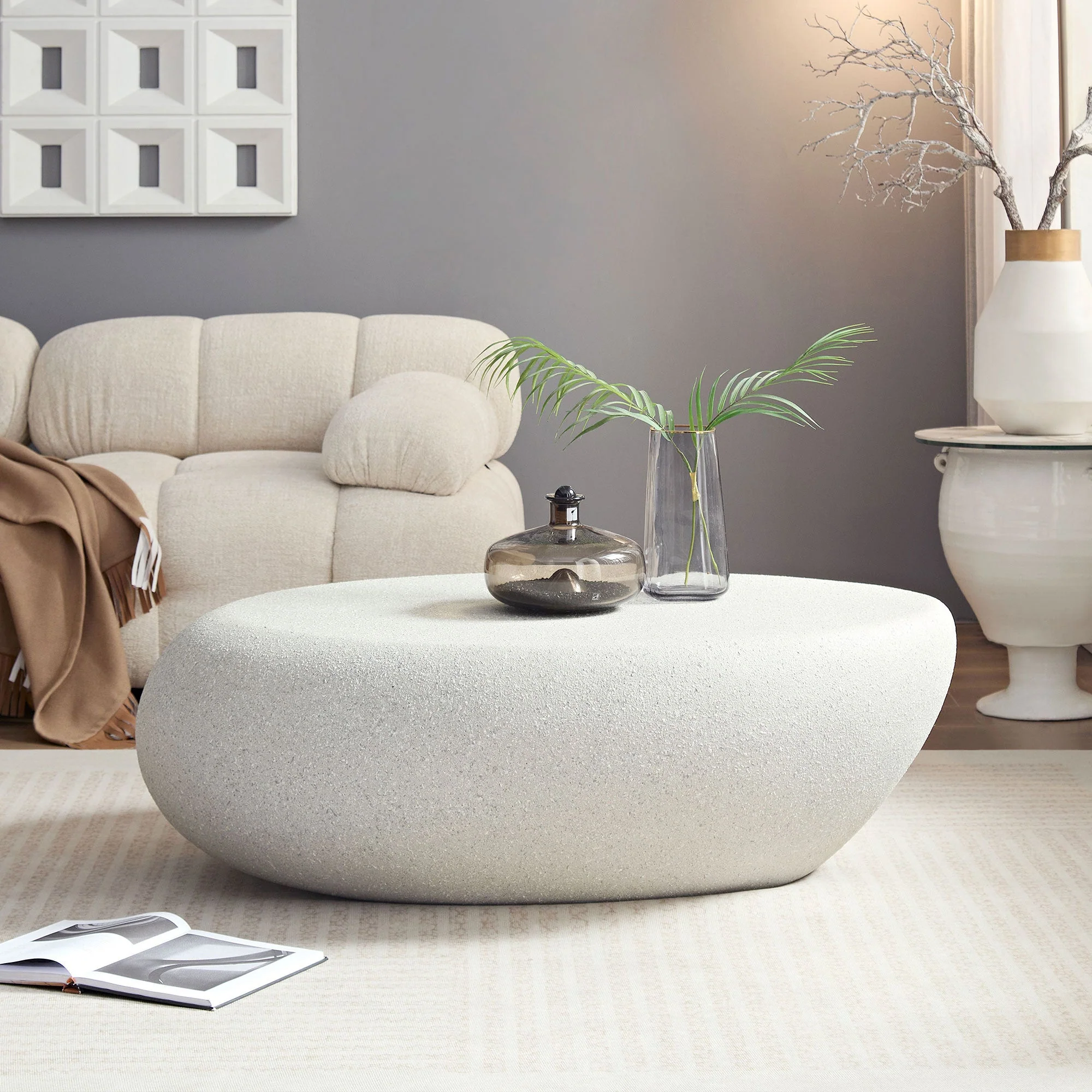 Walker Edison | Modern Minimalist Oval Coffee Table with Sleek Design