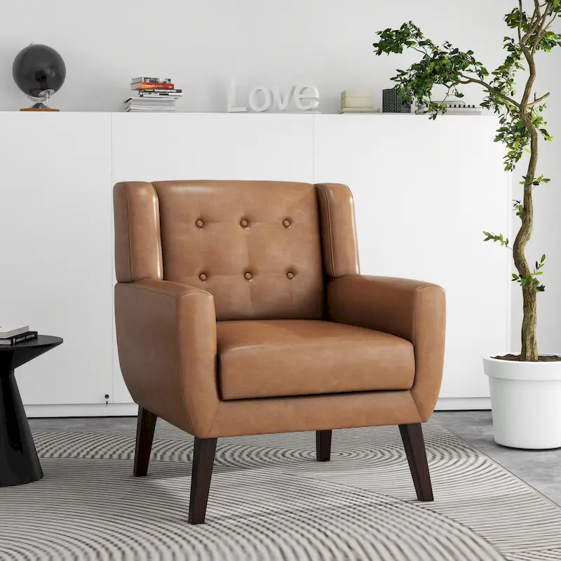 PU Leather Accent Chair Living Room Upholstered Armchair