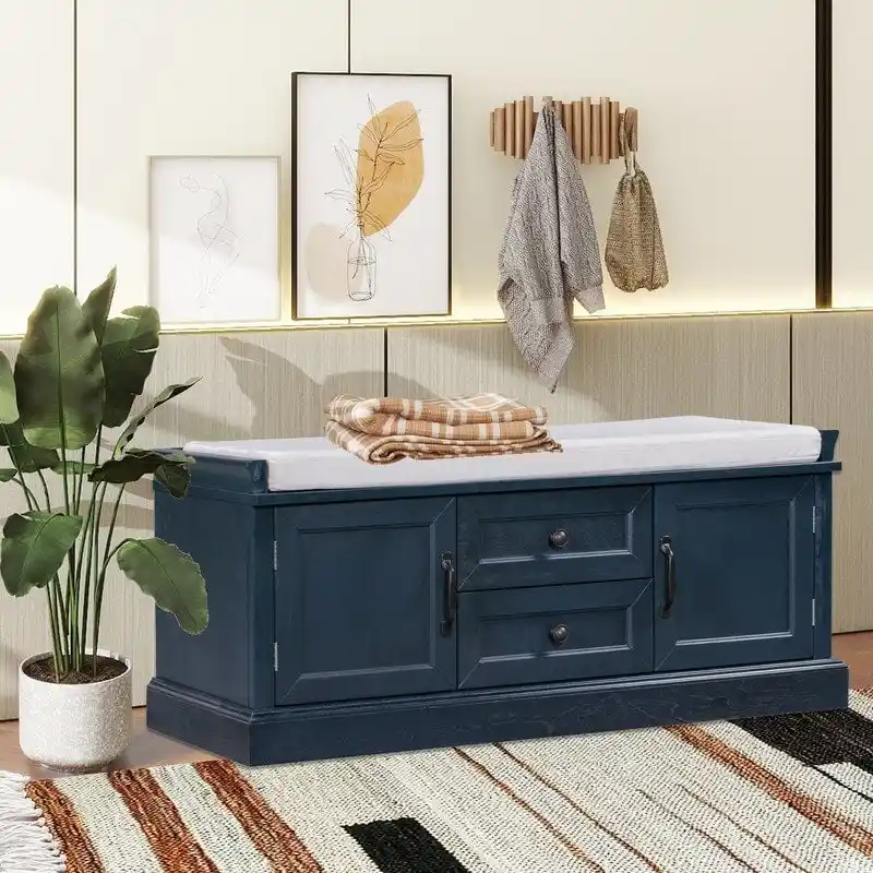 Shoe stool, 2 drawers, 2, removable pads, living room locker, entrance