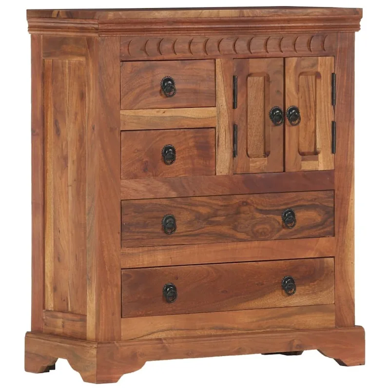 Sideboard Brown Solid Acacia Wood 4 Drawers 2 Doors