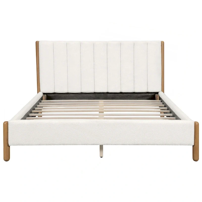Luxurious Upholstered Bed Frame with Sturdy Wooden Legs