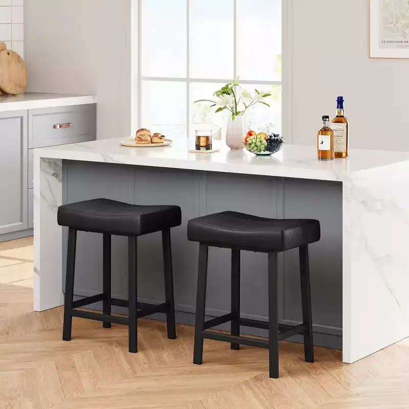 2PCS Saddle Bar Stools with Thickened Cushion for Dinning Room, Kitchen Island, Home Bar
