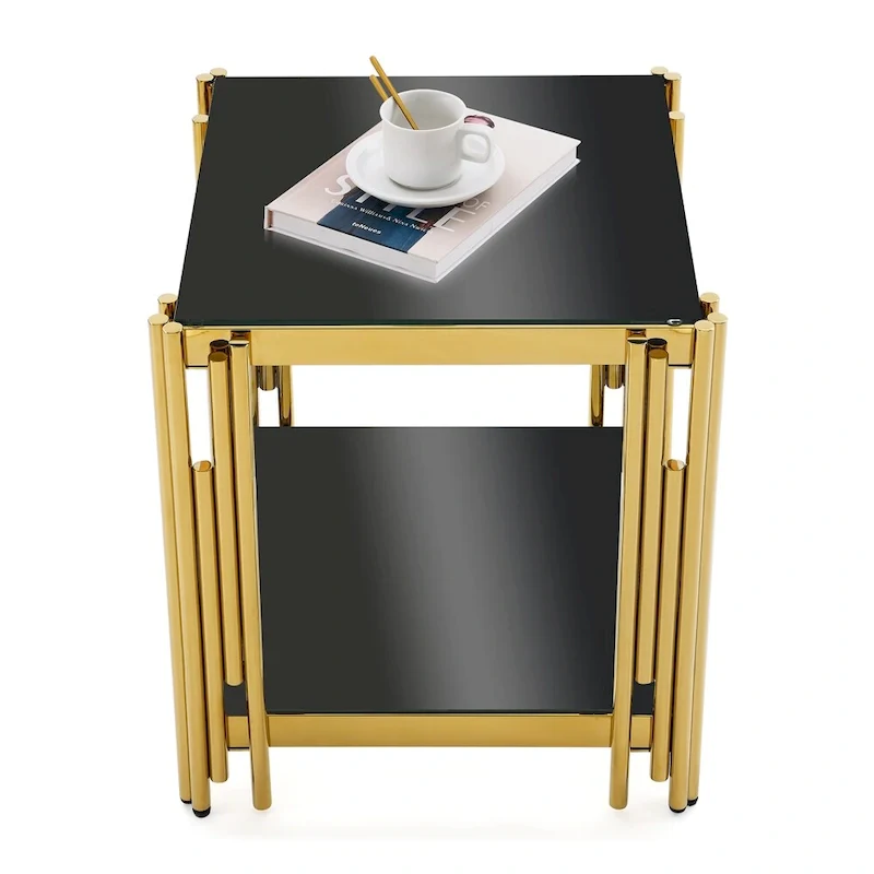 20 Stainless Steel Tempered Glass End Table