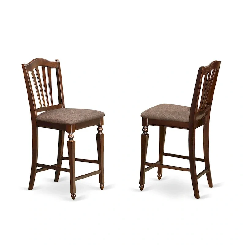 East West Furniture 5 Piece Counter Height Set- a Square Table and 4 Chairs, Mahogany(Seat Type Option)