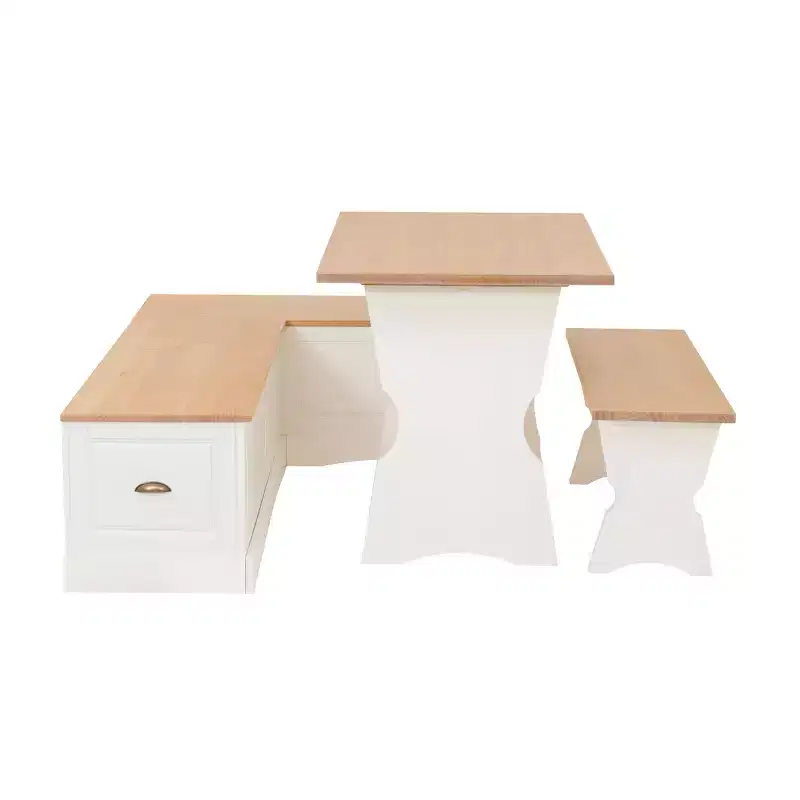 Linon Colby Backless Nook Dining Set White Honey