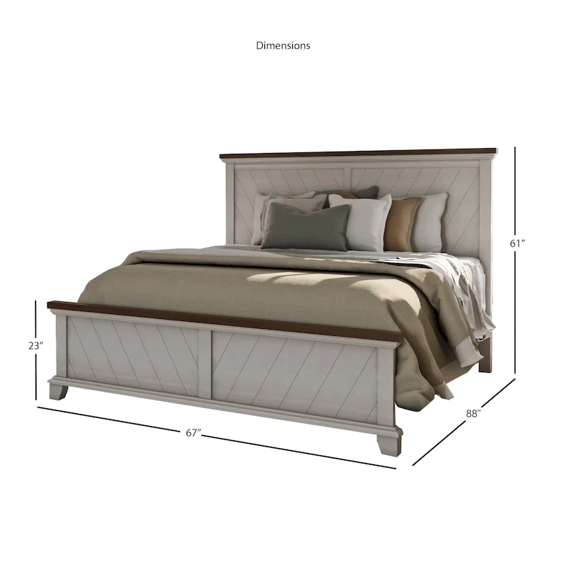 Rustic Ivory & Honey 4-Piece Bedroom Set – Queen/King, 2-Tone Distressed Wood