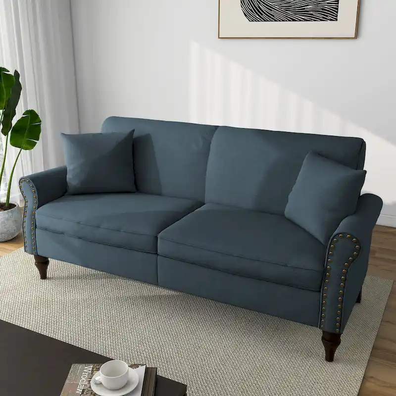 73 Sofa with Nailhead Trim Rolled Arms