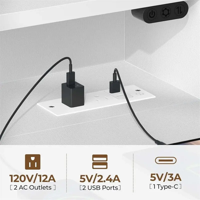Computer Desk with LED Lights - Brown/Black/White, 39