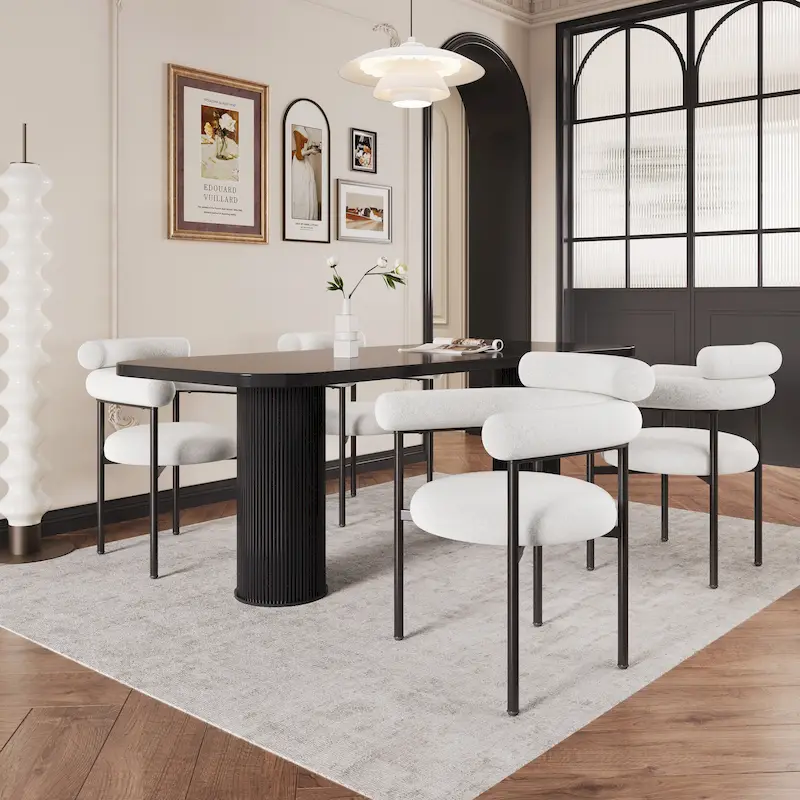 Naci Modern Fabric Arm Dining Chairs with Metal legs by Christopher Knight Home