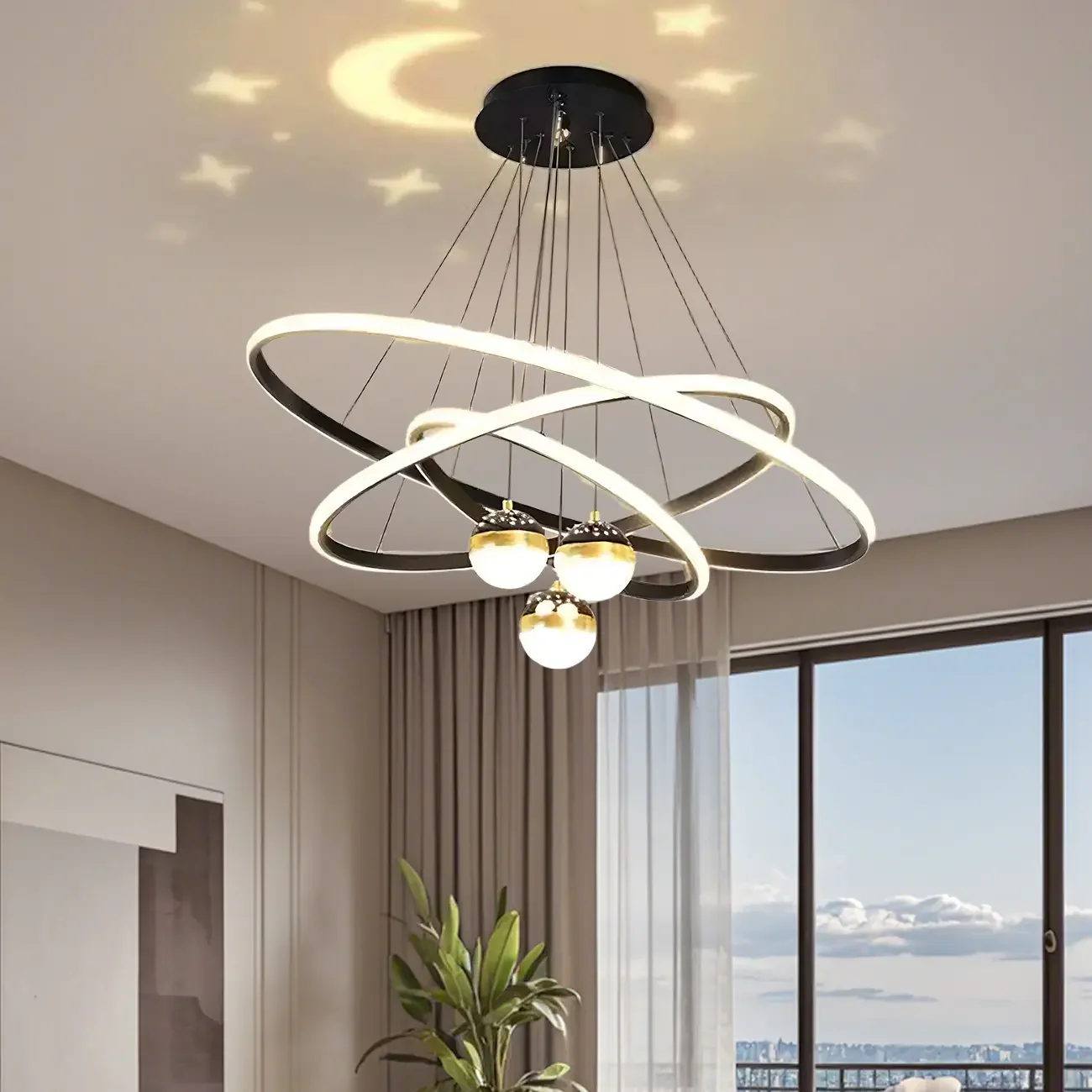 Circle Modern LED Starry Projection Chandelier