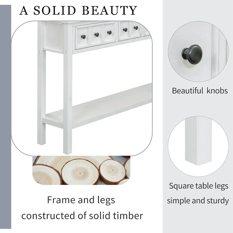 Rustic 4-drawer Entryway Console Table