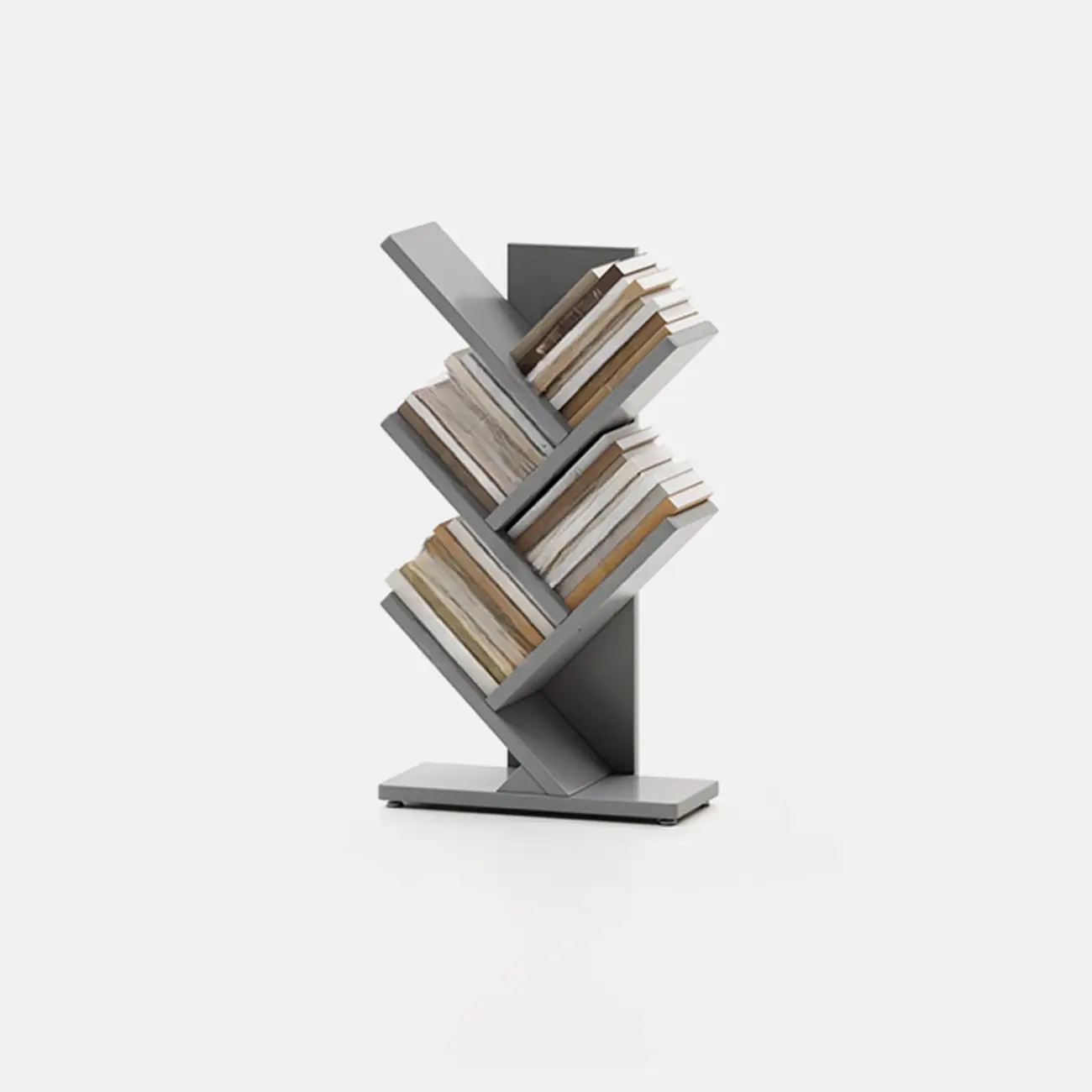 Black Wood Tree-Shaped Vertical Display Bookcase