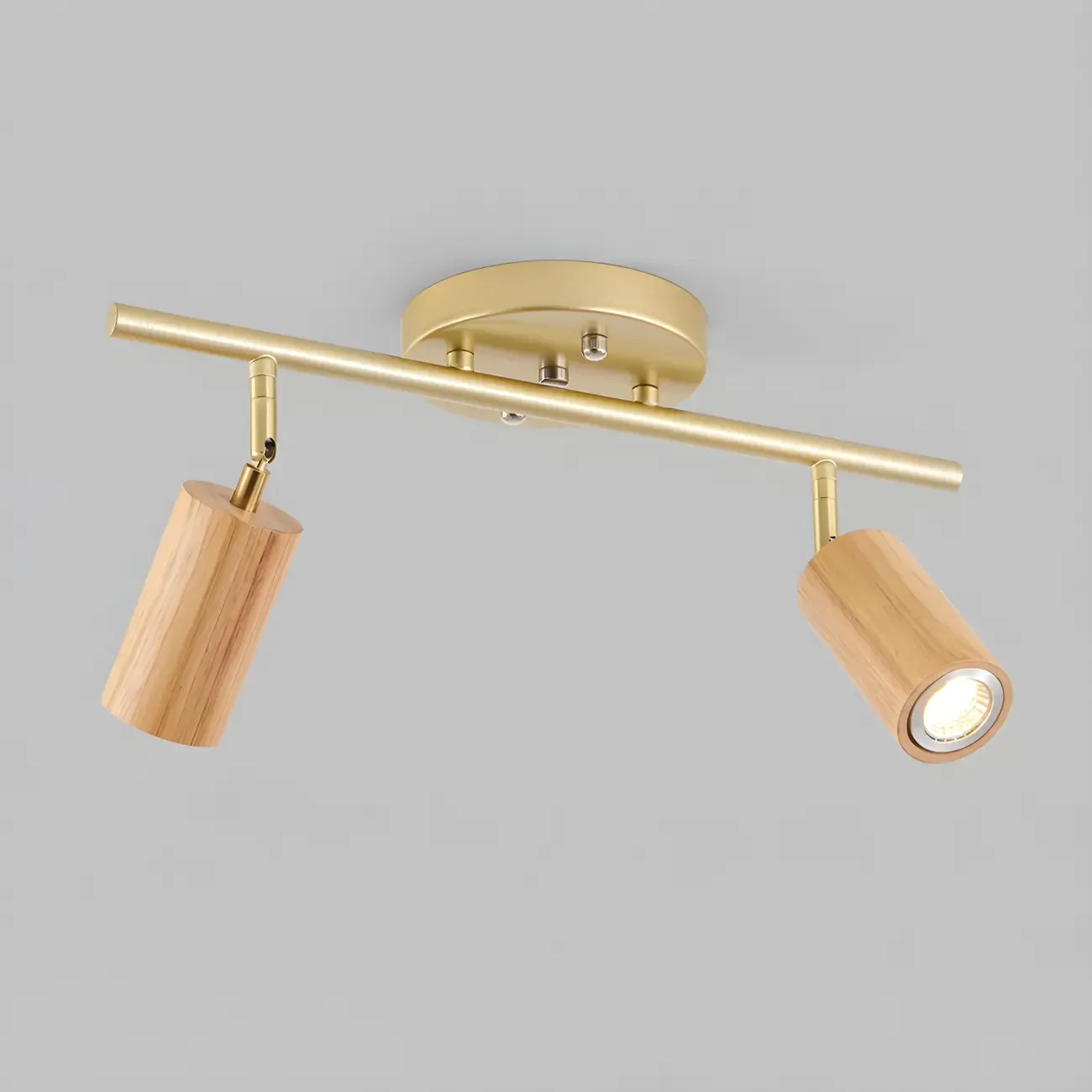 Modern Rubber Wood Brown Semi Flush Mount Track Light