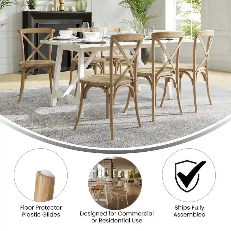 Modern Solid Wood Stacking Cross Back Dining Chairs (Set of 2)