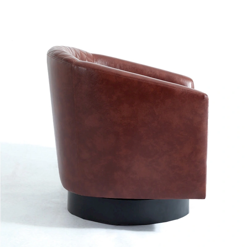 Faux Leather Nailheads Swivel Barrel Chair Set of 2