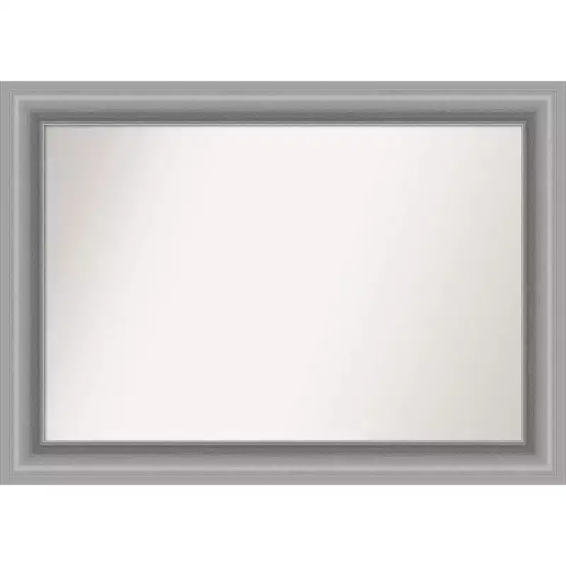 42" x 30" Non-Beveled Peak Polished Nickel Wall Mirror - Amanti Art: Includes Mounting Hardware, Modern Style