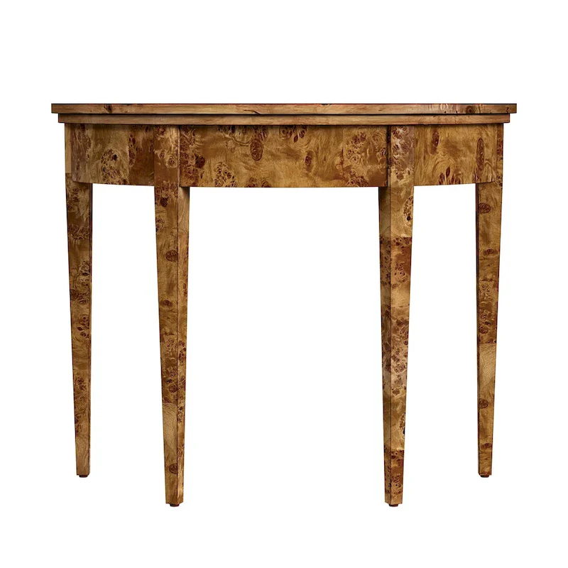 Hampton Demilune Burl 36  Console Table
