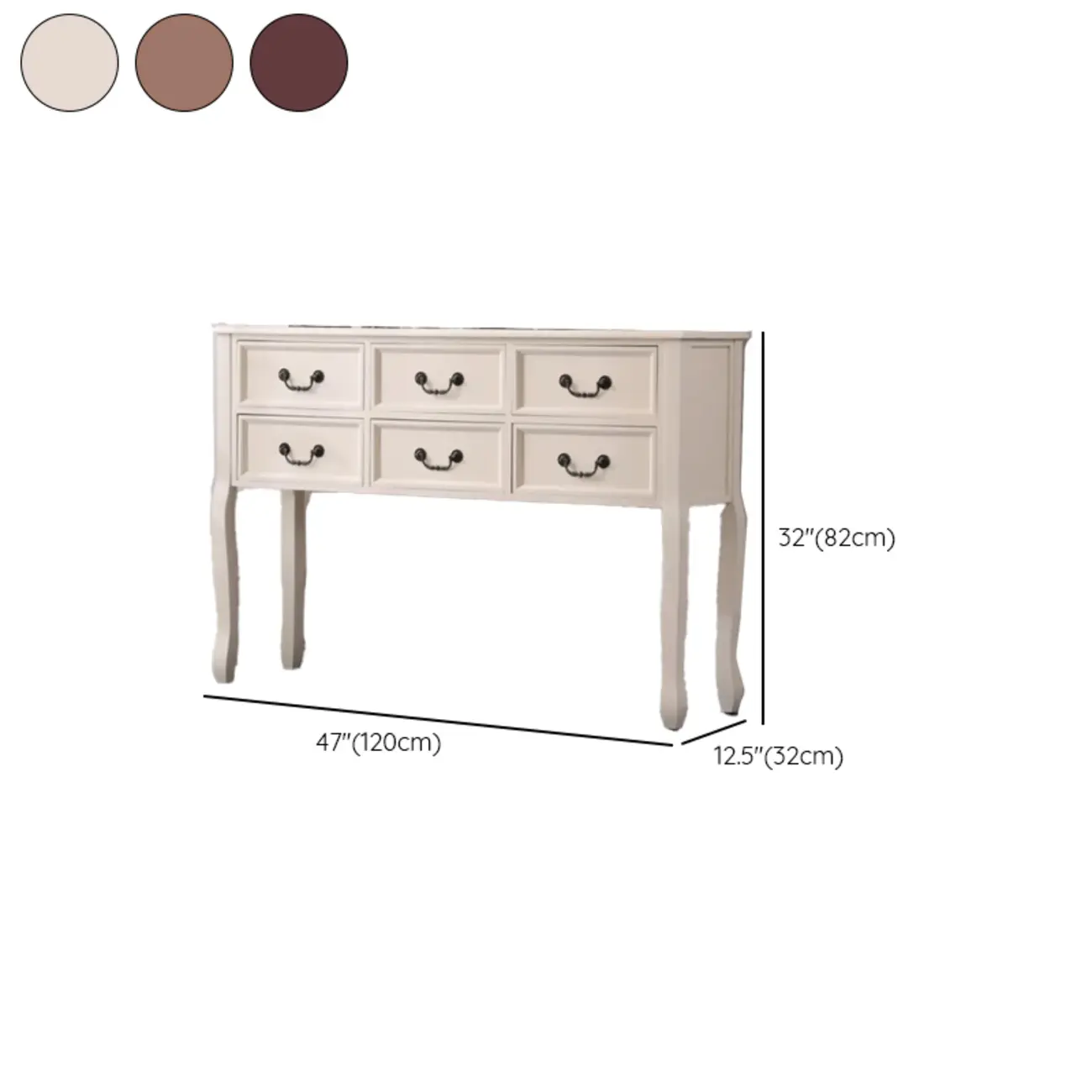 Rectangular Dark Walnut Console Table with Drawers