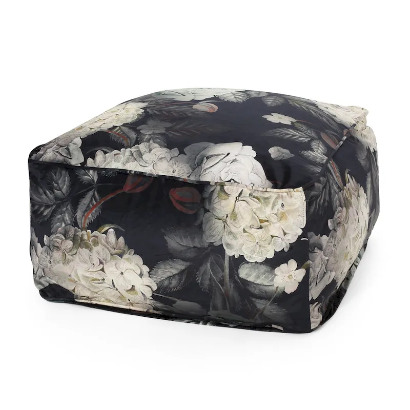 Reigle Traditional Medium Fabric Flower Print Cube Pouf by Christopher Knight Home