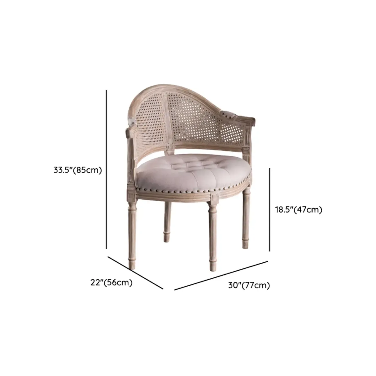 Rustic Rattan Upholstered Wood Dining Chair