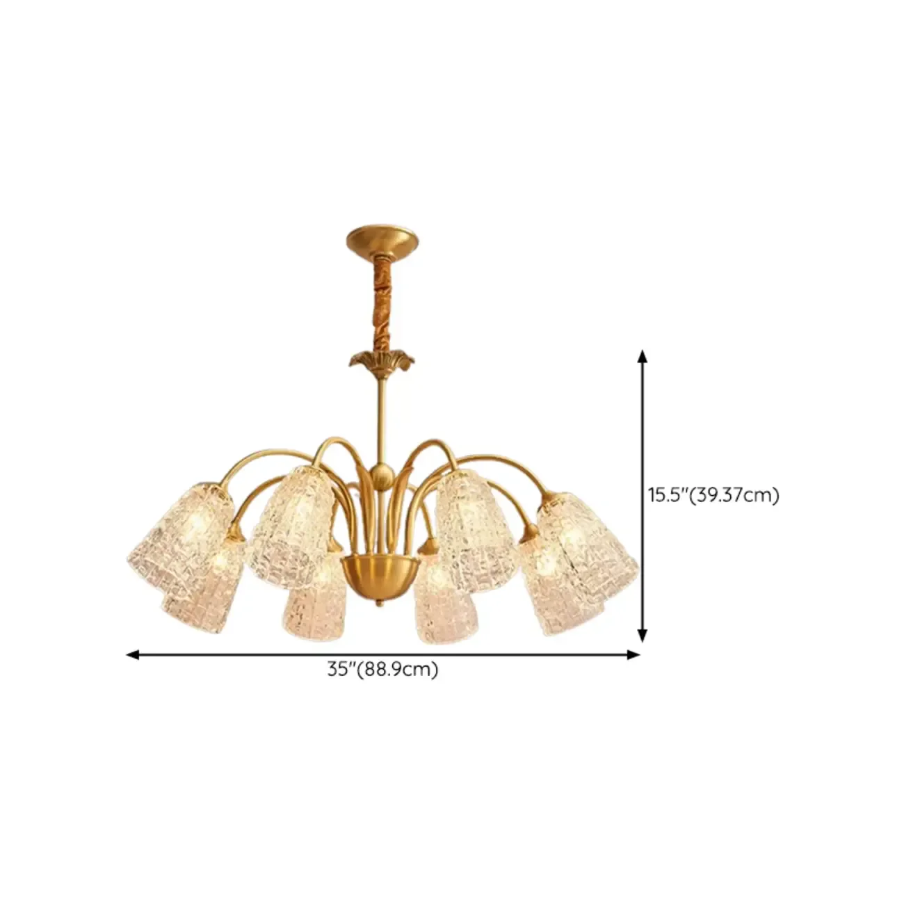 Elegant Gold Downward Crystal Bell Chandelier