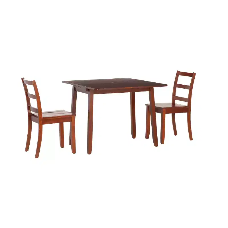 3pc Alberts Solid Wood Hidden Storage Folding Dining Set Rich Brown Espresso Finish - Linon