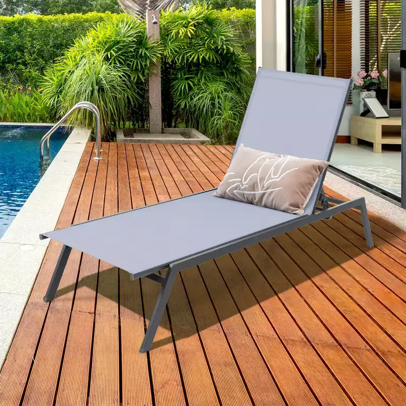 Gymax 1PC/2PC Outdoor Chaise Lounge Lounge Chair w/ Quick-Drying Fabric Adjustable Reclining Beach Chair for Backyard Balcony Poolside