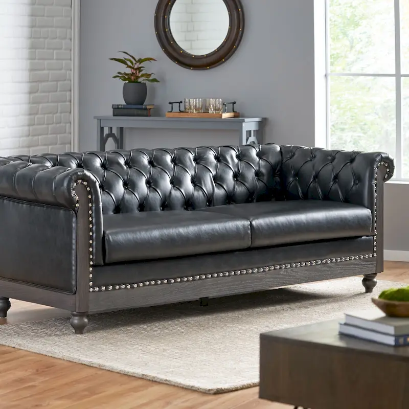 Castalia Nailhead Trim Chesterfield Sofa by Christopher Knight Home - 78.75 L x 33.50 W x 28.00 H