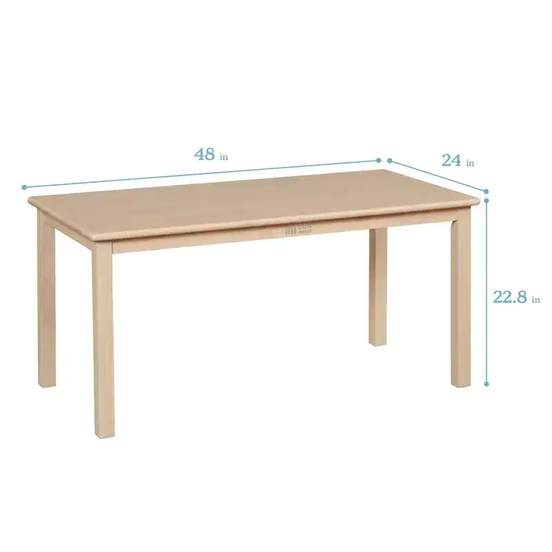 ECR4Kids 24in x 48in Rectangular Hardwood Table with 22in Legs, Childrens Furniture