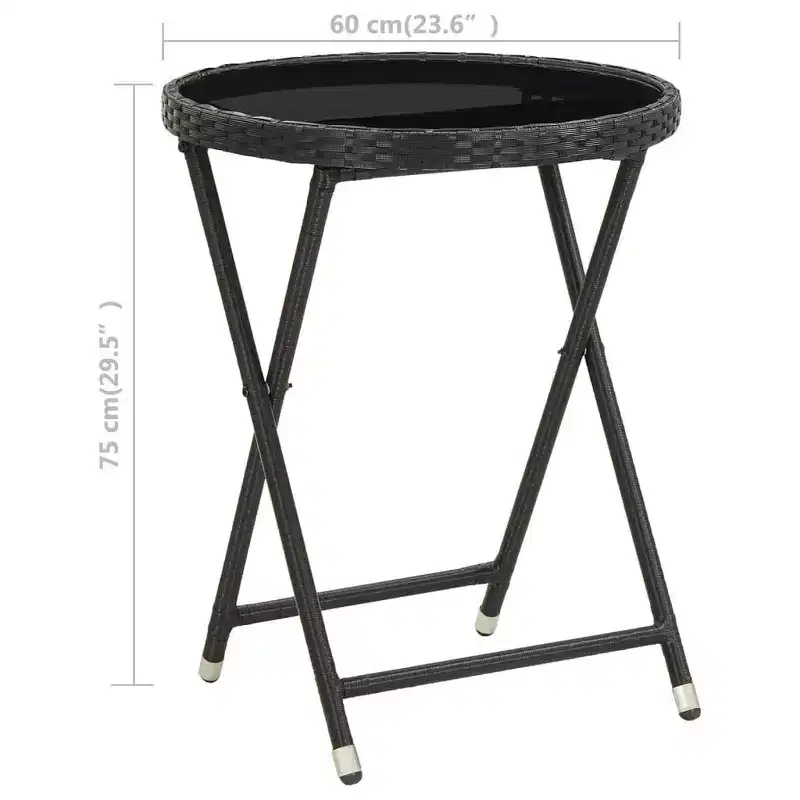 vidaXL Patio Bistro Set Bistro Table 3 Piece Poly Rattan and Tempered Glass