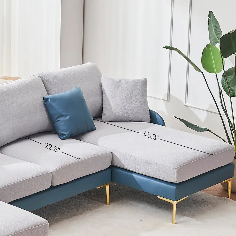 U-Shape Sectional Sofa 4-Seat Couch with Double Chaise Lounge
