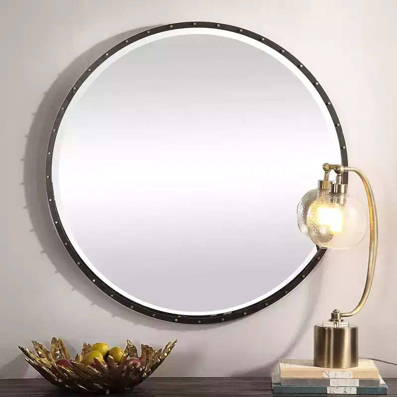 Uttermost Benedo Rustic Black 42 Round Oversized Mirror