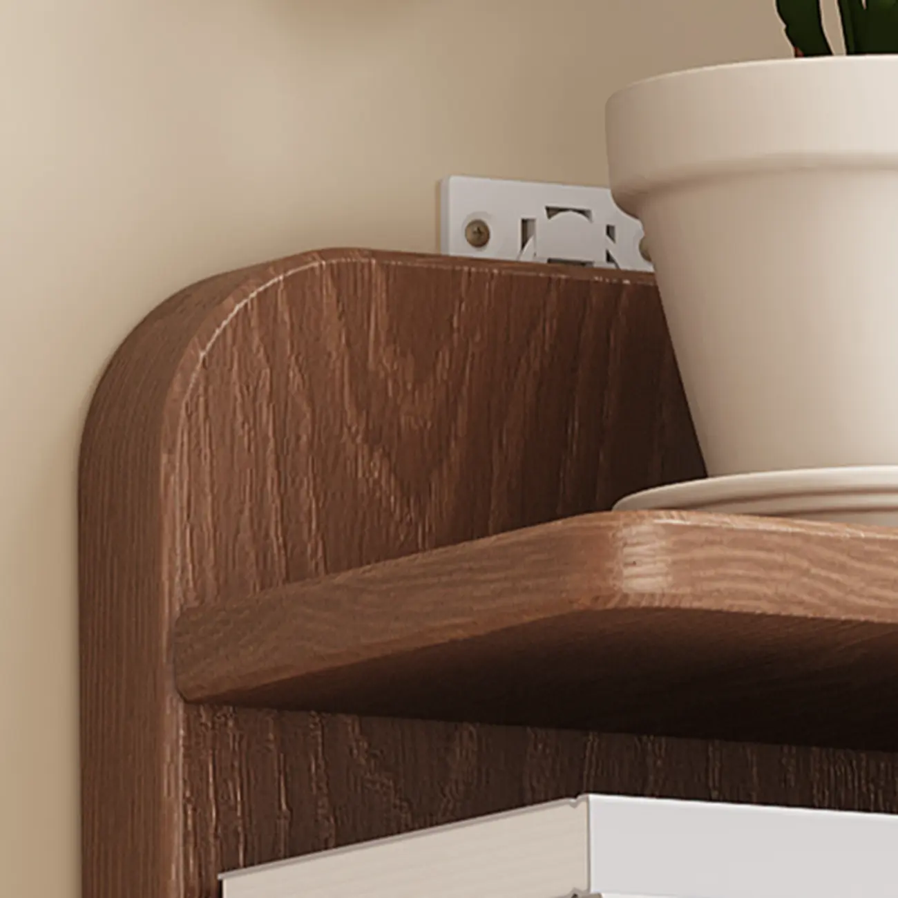 Narrow Wooden Multi-Shelf Closed Back Ladder Bookshelf