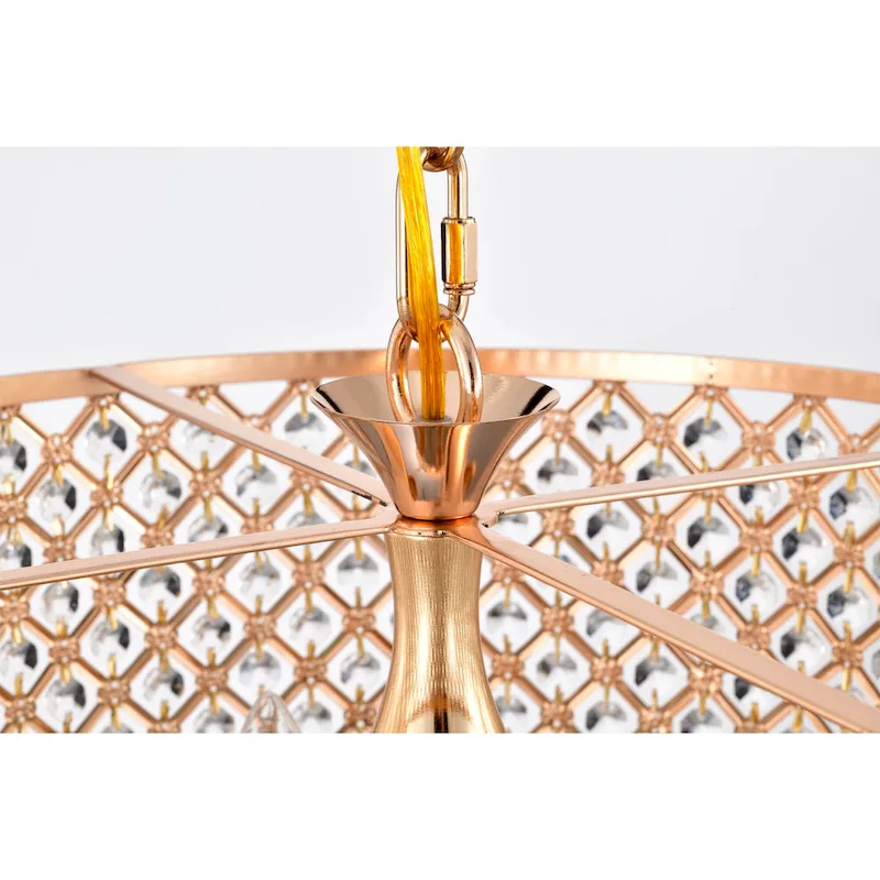 Lucilia 18 Inch Modern-Glam Style Gold Polished Finish Pendant Crystal Lighted Chandelier 4-Light - N/A