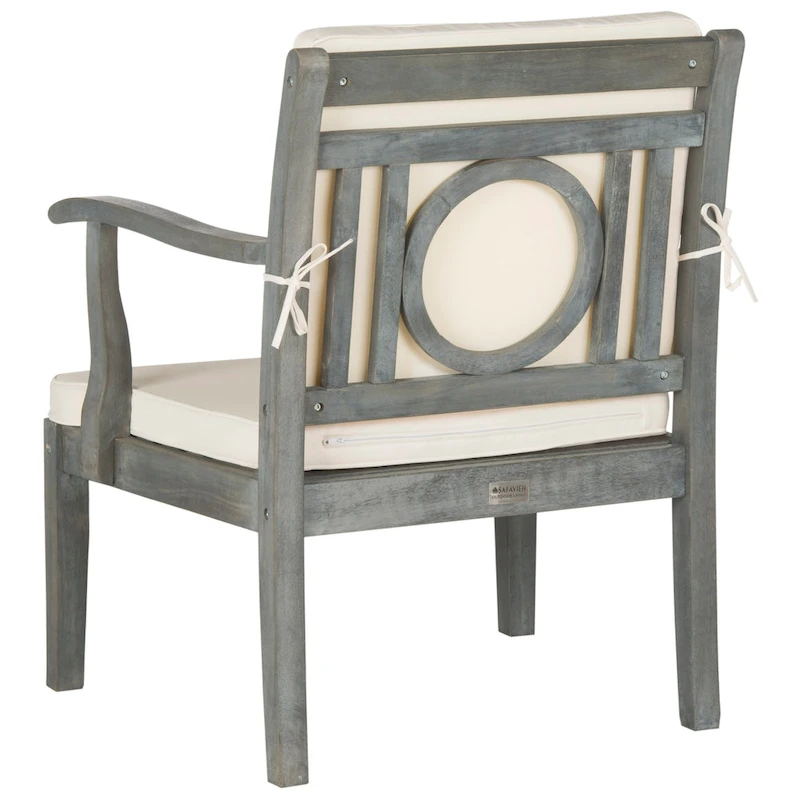 SAFAVIEH Outdoor Living Montclair Ash Grey Acacia Wood 4-piece Beige Cushion Patio Set - 48