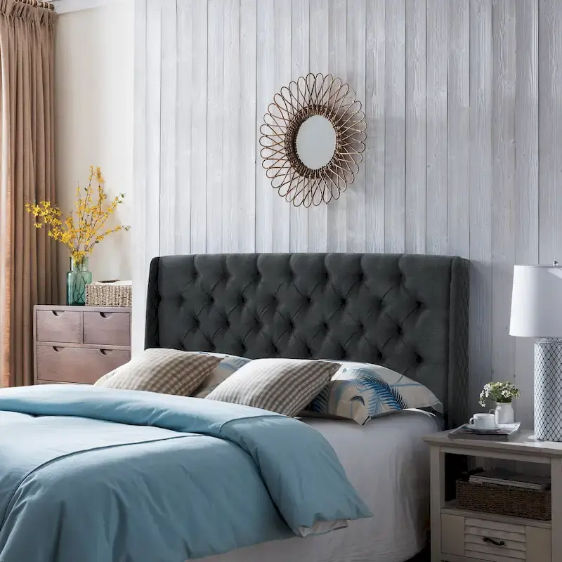 Queen Wingback Headboard - Button Tufted Diamond Stitch
