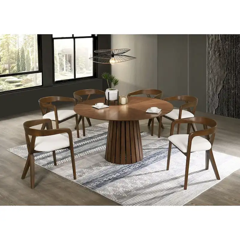 Modrest Weiss Mid-Century Modern Walnut Round Dining Table