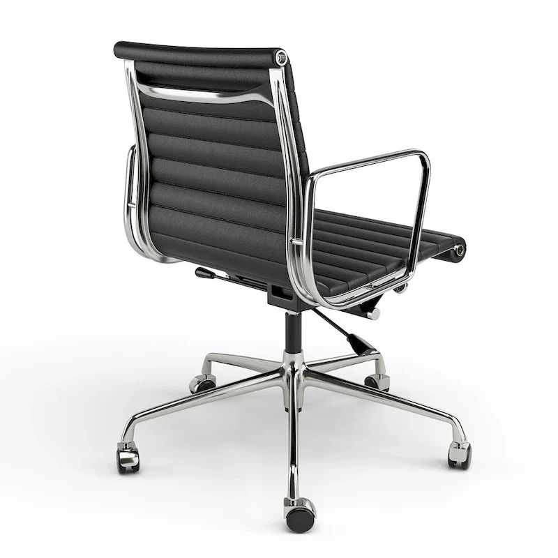 Low Back Genuine Leather Ergonomic Computer Ribbed Office Chair