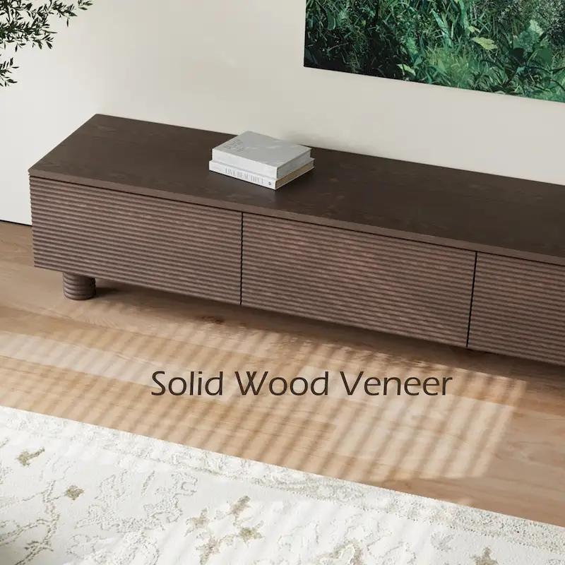 78.74 Mid Century Modern TV Stands, Dark Brown Solid Wood Media Consoler