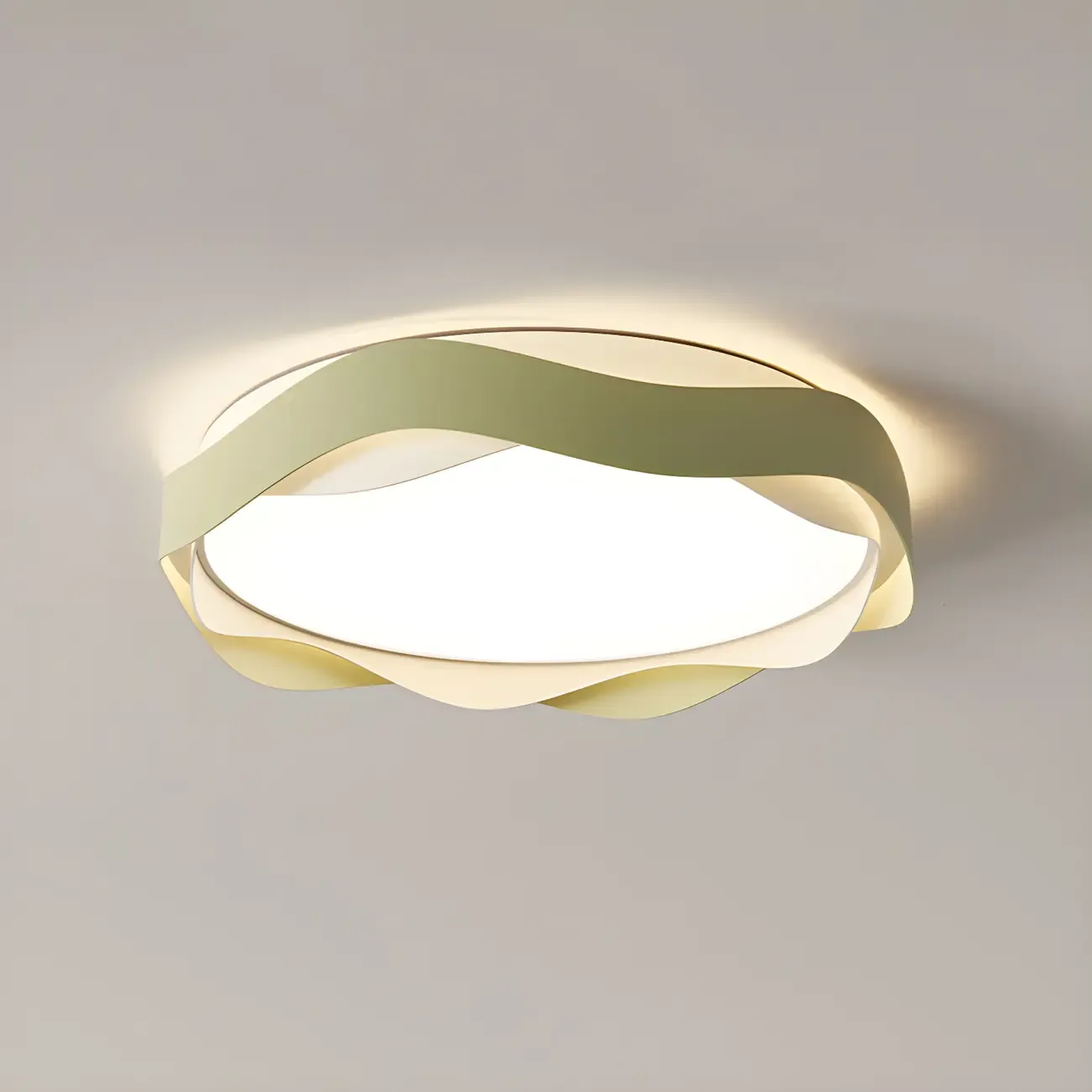 White Art Deco LED 3-Gear Dimming Flush Ceiling Light