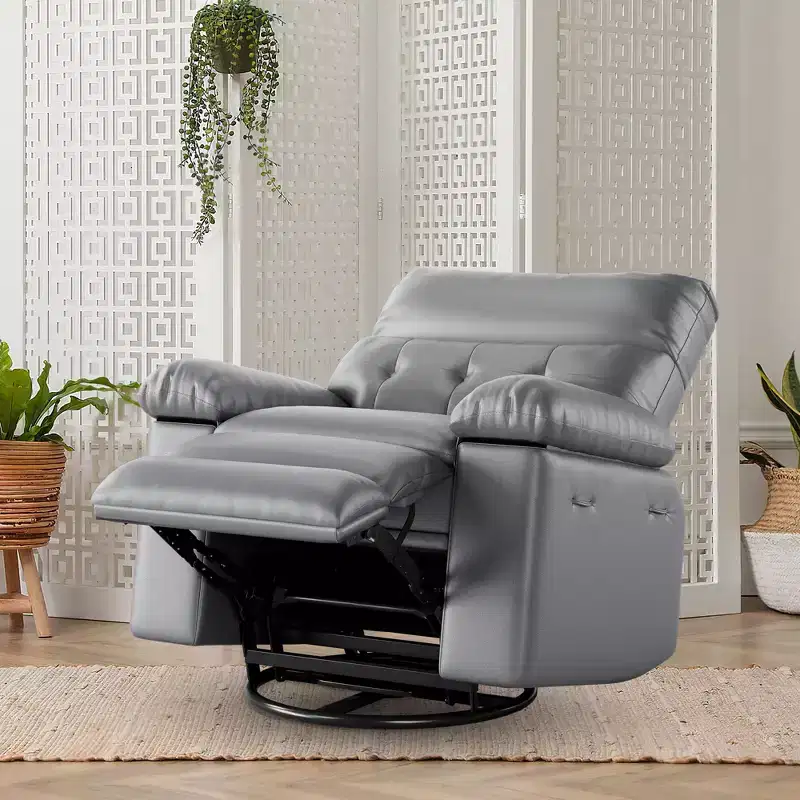 Lift Recliner Chair, PU Leather 360Swivel Recliner with Massage and Heat, Rocking Sofa Seat for Living Room, Bedroom