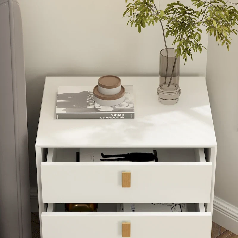Natural Mid-Century Modern 3-Drawer Nightstand Bedside Table