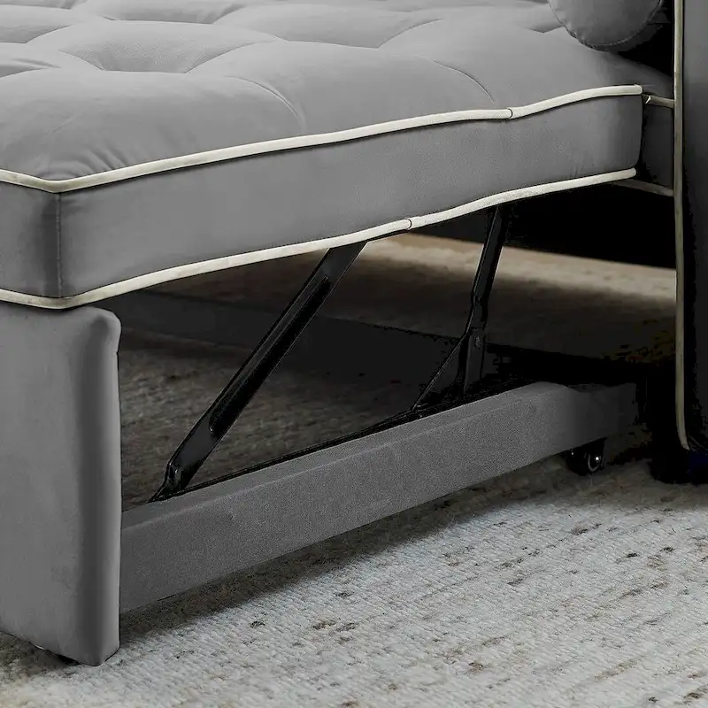 Modern 55.5 Velvet Pull-Out Adjustable Sofa Bed with Side Pockets