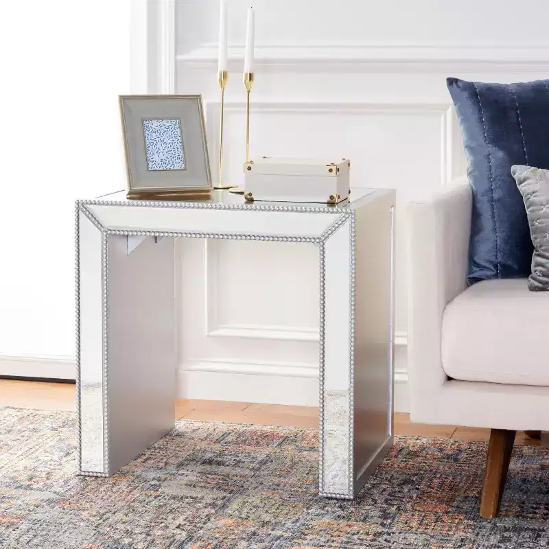 Laken Mirrored Accent Table - ACC9702A - Silver/Mirror - Safavieh