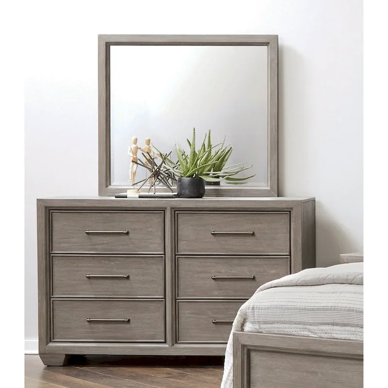 Ennesley Gray Wood Bedroom Furniture with Upholstered Panel Bed