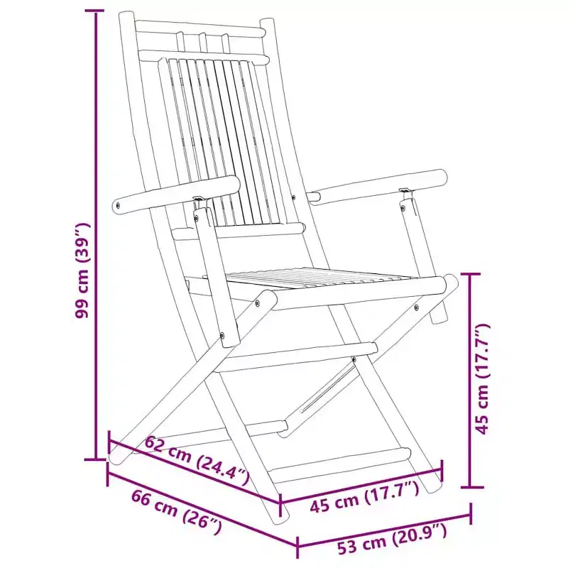 vidaXL Bistro Set Natural Bamboo 2-Seater Foldable Bistro Set
