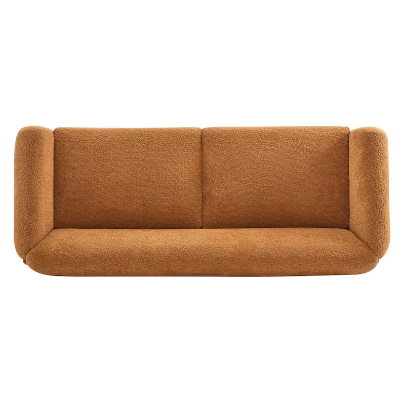 Off-White Boucle 3-Seat Sofa with Birch Wood Legs