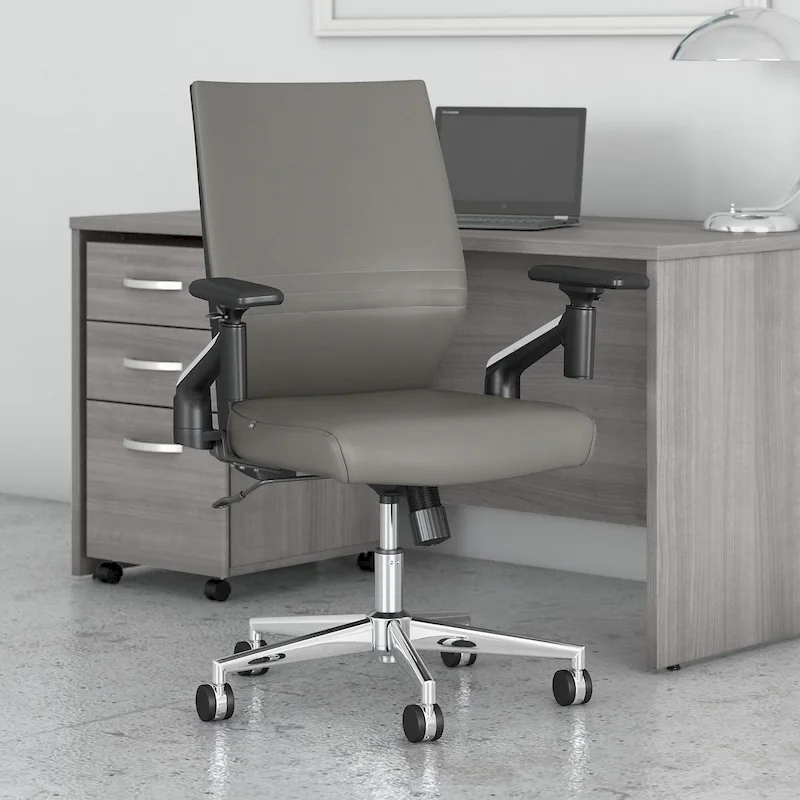 Cabot Mid Back Leather Office Chair by Bush Furniture