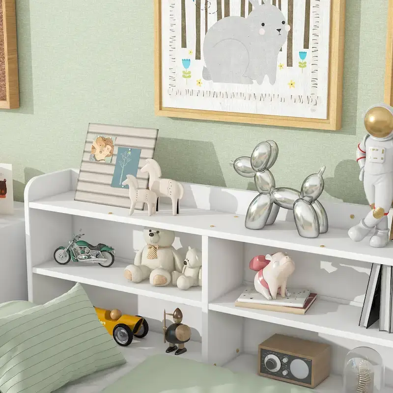 Full Bed with Side Bookcase Drawers